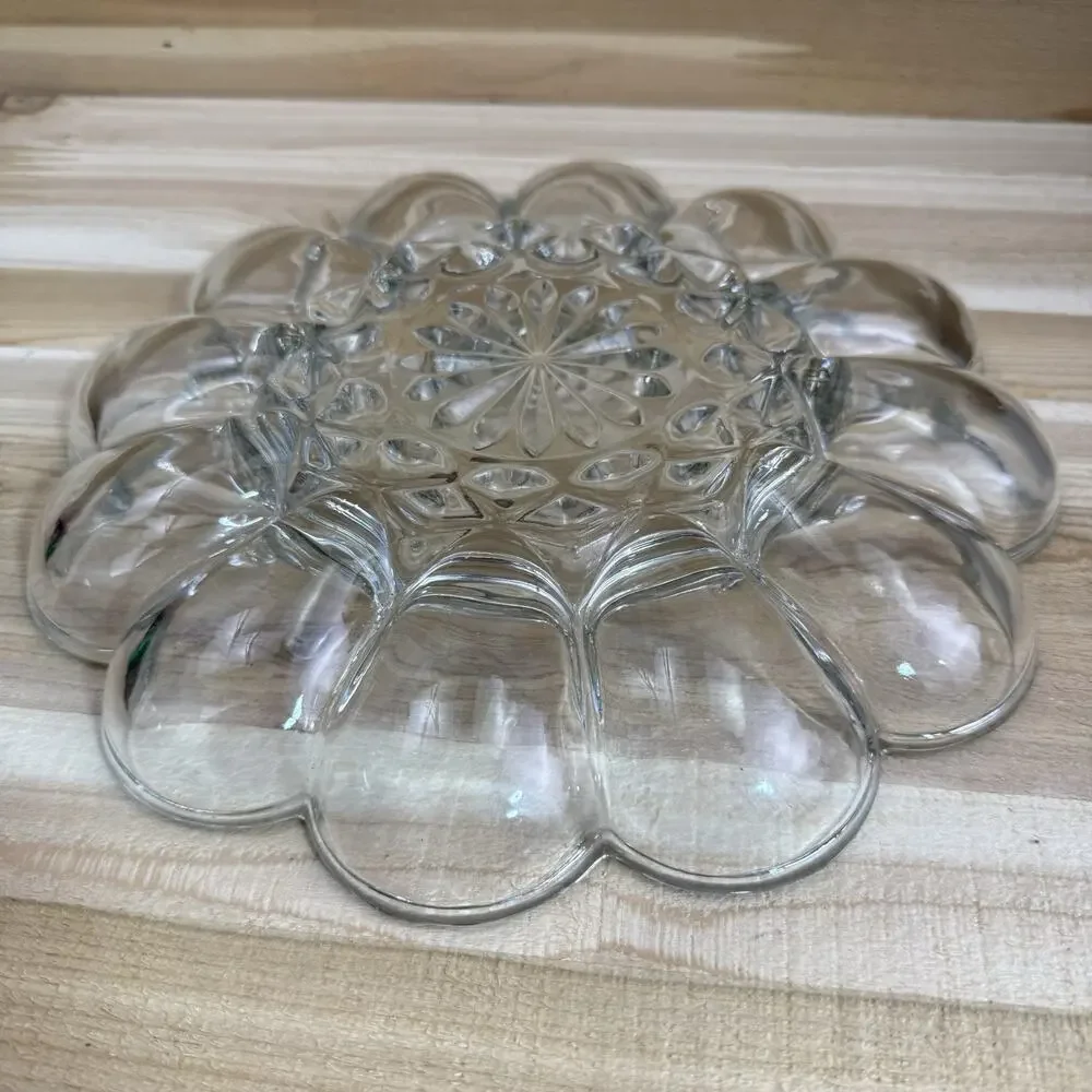 Vintage Decoraive Tray Made Of Thick, Clear Glass for 12 Eggs
